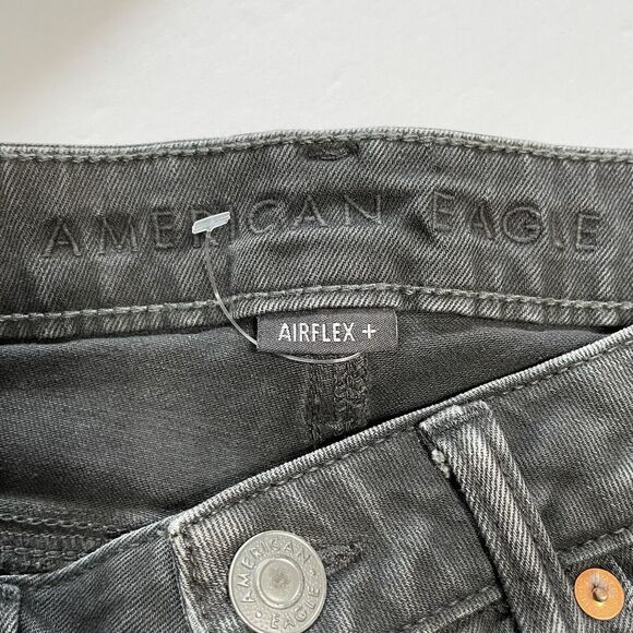 American Eagle Jeans 28x30 Black Denim SKINNY Distressed Airflex+ Stretch - Picture 7 of 11
